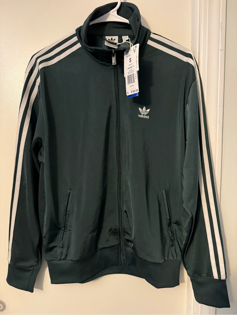 adidas Dark Green “Firebird” Track Jacket with White Stripes